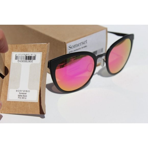 SMITH OPTICS Somerset Sunglasses Matte Black/Pink Mirror Round NEW $139 - Picture 7 of 8